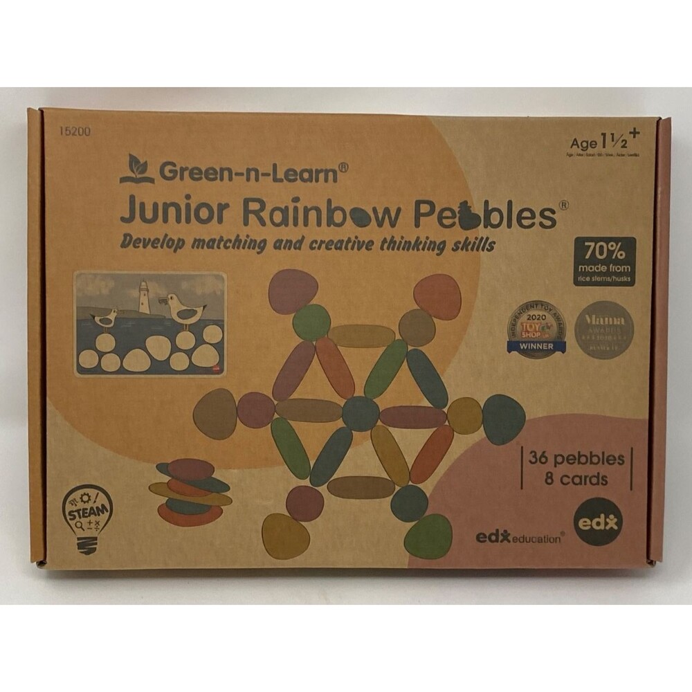 EDX Junior Rainbow Pebbles ECO Friendly Play N Learn Set 18M+ Early Motor Skills